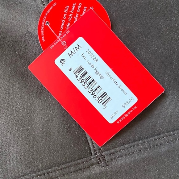 NWT SPANX Faux Suede Leggings Pants CHOCOLATE BROWN size S M or L Slimming Fun - Picture 3 of 4